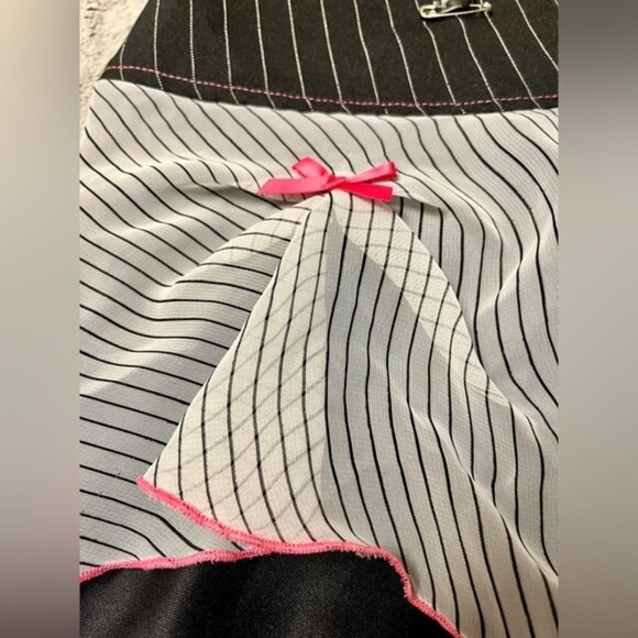 Vintage Y2K Serious Skirt Black with Sheer Top Layer and Pink Bow Details SZ L - Picture 8 of 11